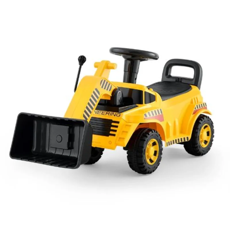 Ride-On Toddler Excavator Car 19-36 Months with Music Storage 55 lbs Capacity Foot-to-Floor Walker Yellow