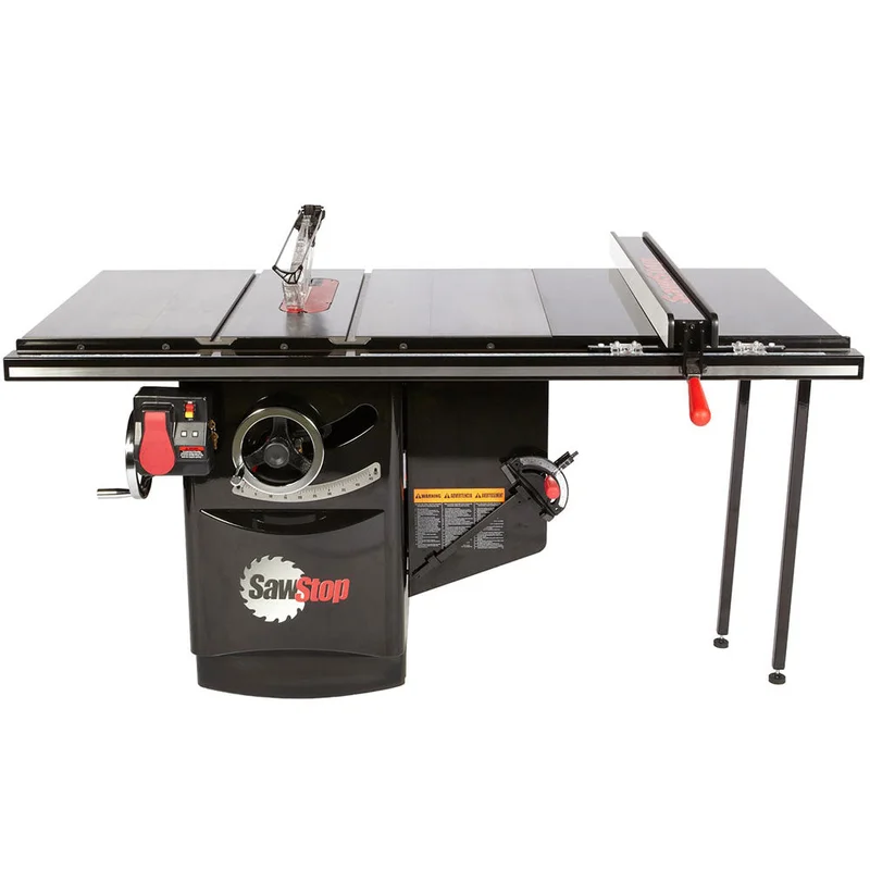 SawStop 3HP, 1ph, 230v Industrial Cabinet Saw w/ 36" T-Glide Fence, Rails & Extension Table
