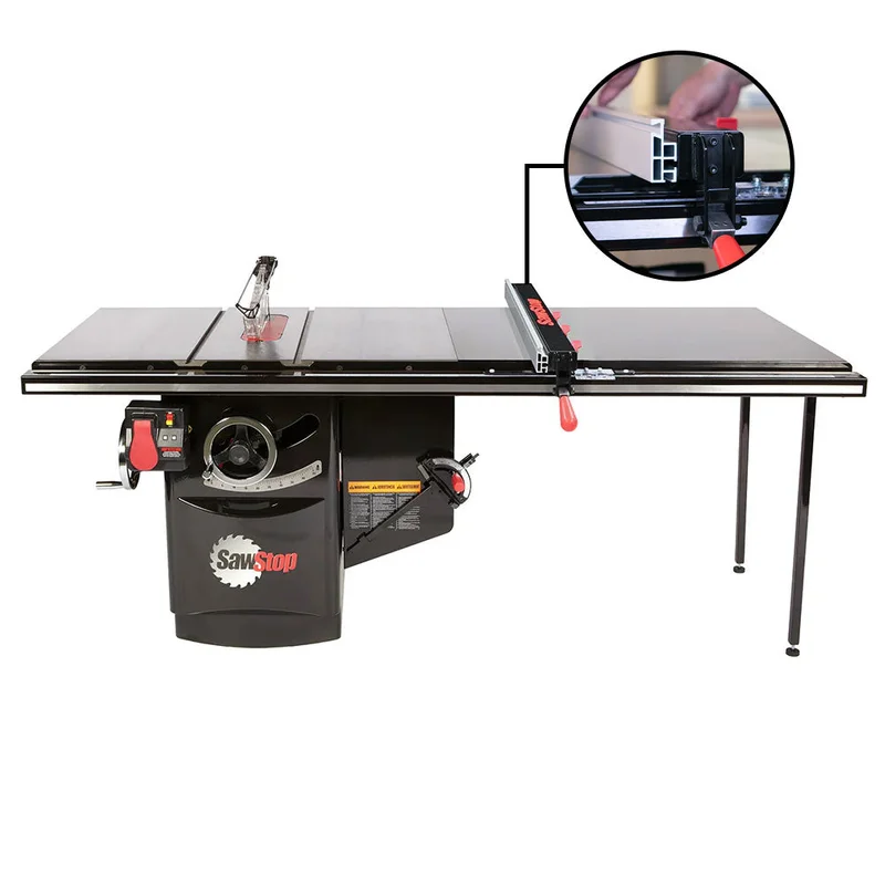 SawStop 3HP, 1ph, 230v Industrial Cabinet Saw w/52" T-Glide Advance Fence, Rails & Extension Table