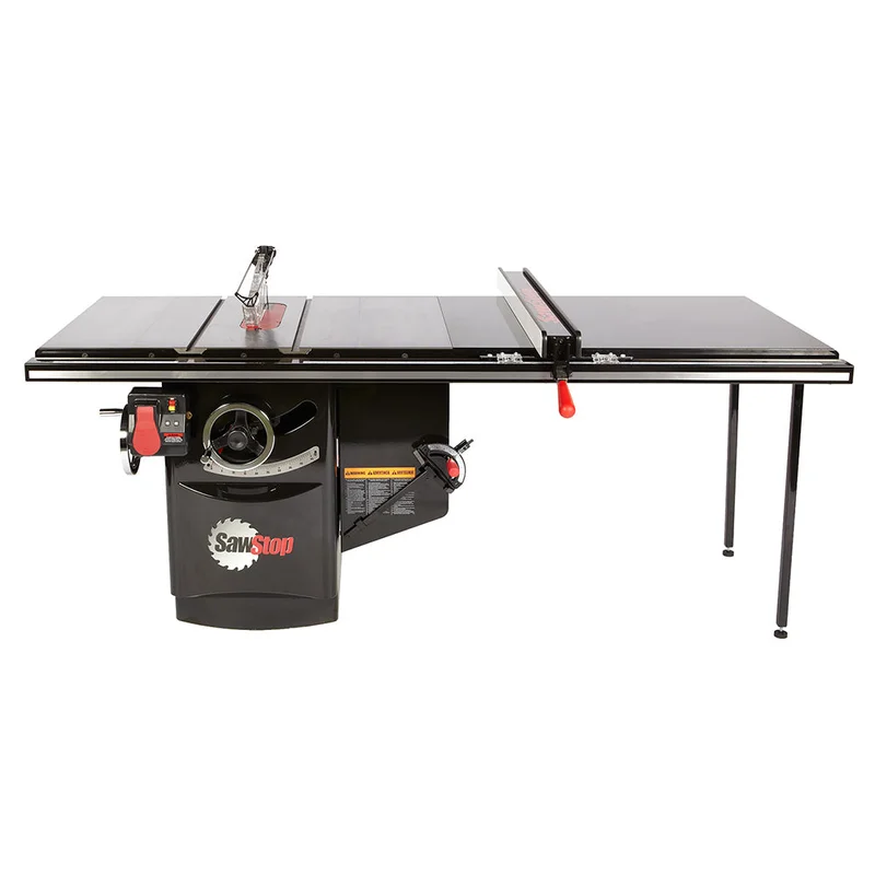 SawStop 5HP, 3ph, 230v Industrial Cabinet Saw w/52" T-Glide Fence System, Rails & Extension Table
