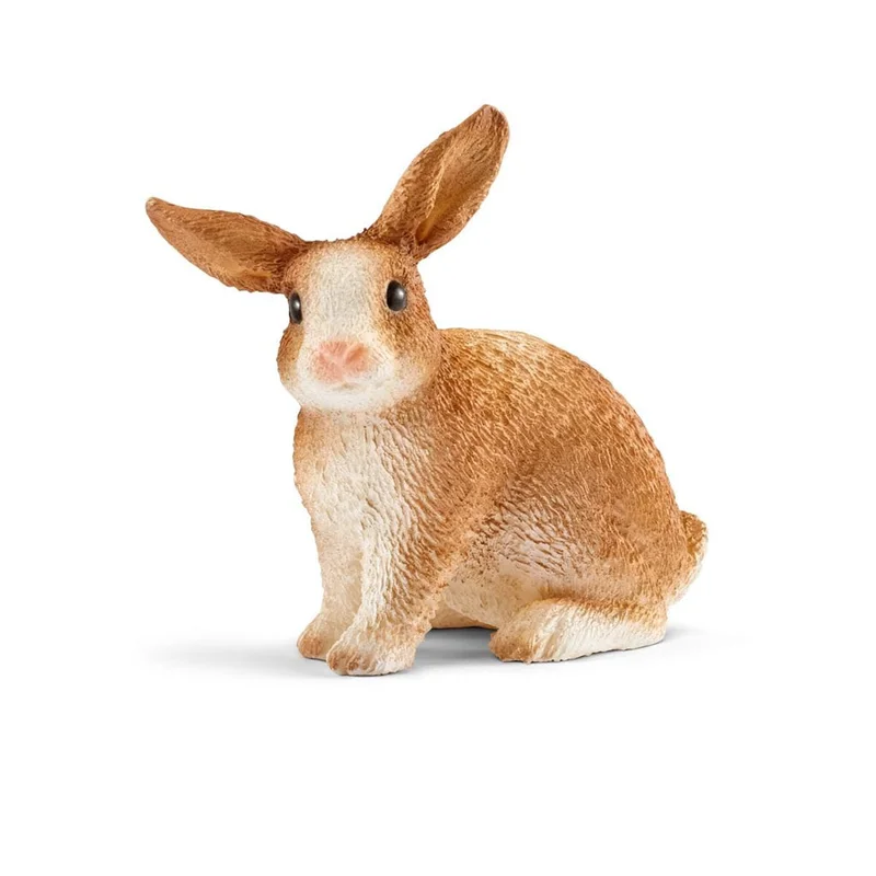 Schleich Farm World Sitting Rabbit Toy Figurine Brown/White