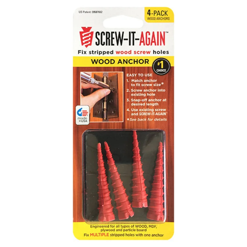 Screw-It-Again Wood Anchor Pack of 4 1/4 in. Dia. x 2 in. L