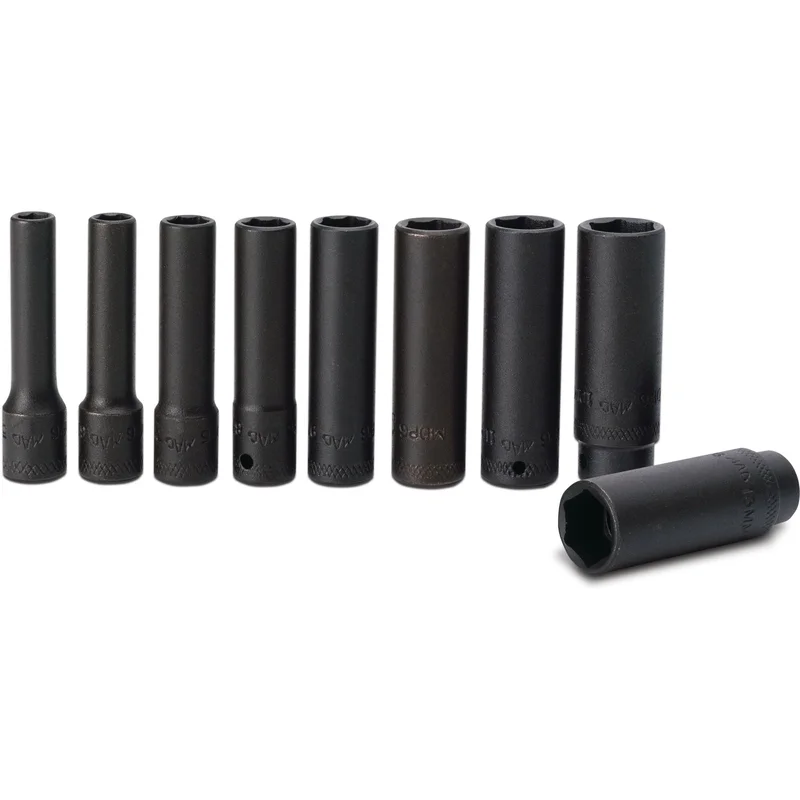Socket Set, Deep Metric in Plastic Tray 1/4" Drive - 9-PC.