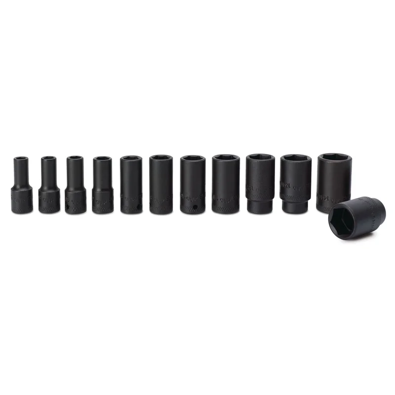 Socket Set, Intermediate Impact Metric in Metal Tray 1/4" Drive - 12-PC.