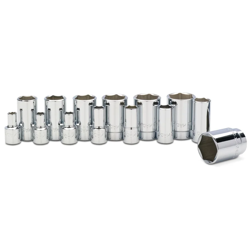 Socket Set, Intermediate SAE in Metal Tray 3/8" Drive - 14-PC.