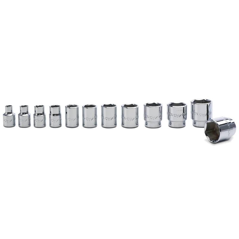 Socket Set, Standard SAE in Metal Tray 3/8" Drive - 12-PC.