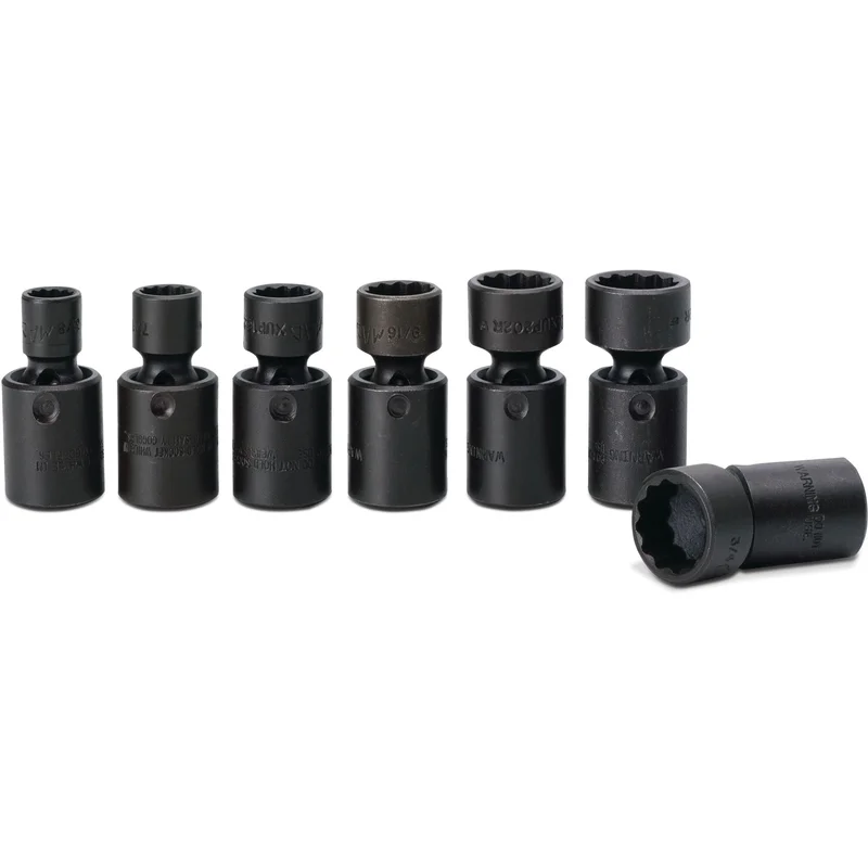 Socket Set, Universal Impact Universal SAE in Metal Tray 3/8" Drive - 7-PC.