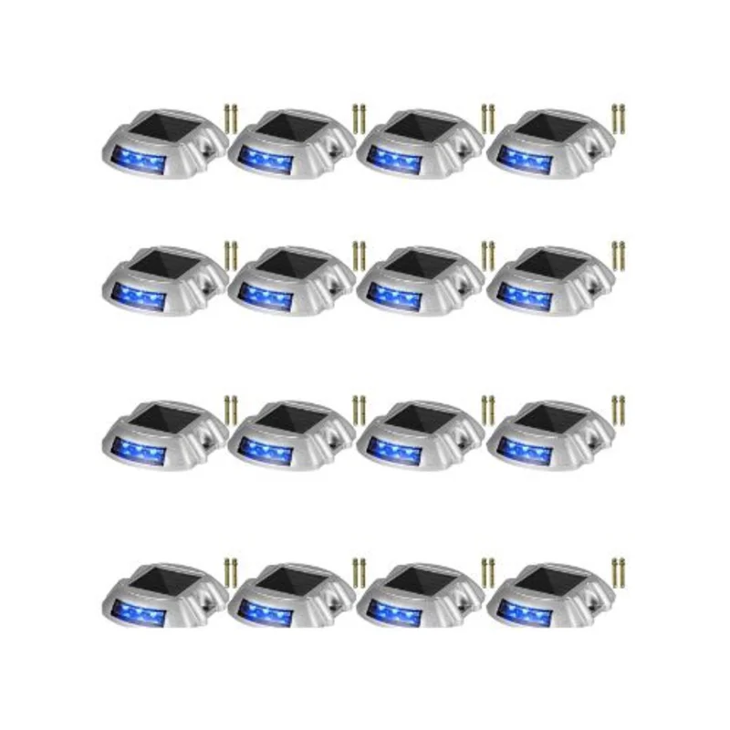 Solar Outdoor Navigation LED Pathway Warning Lights Blue 16 Pack
