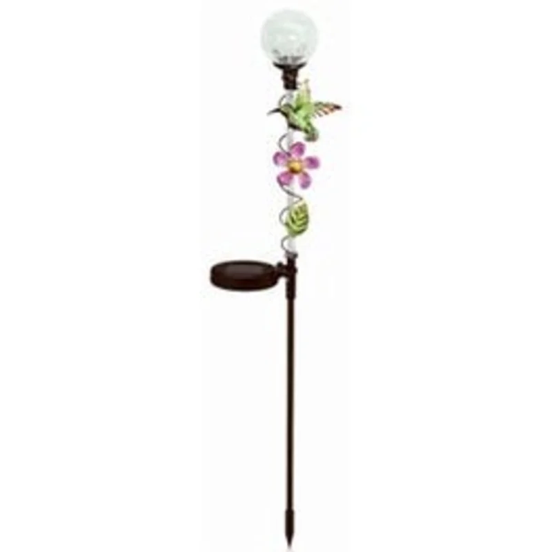 Solar Stake Light, Color-Changing Ball With Hummingbird