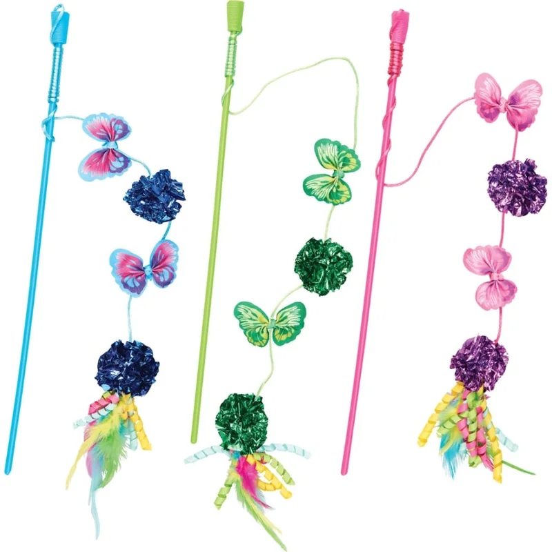 SPOT BUTTERFLY MYLAR WAND ASSORTED