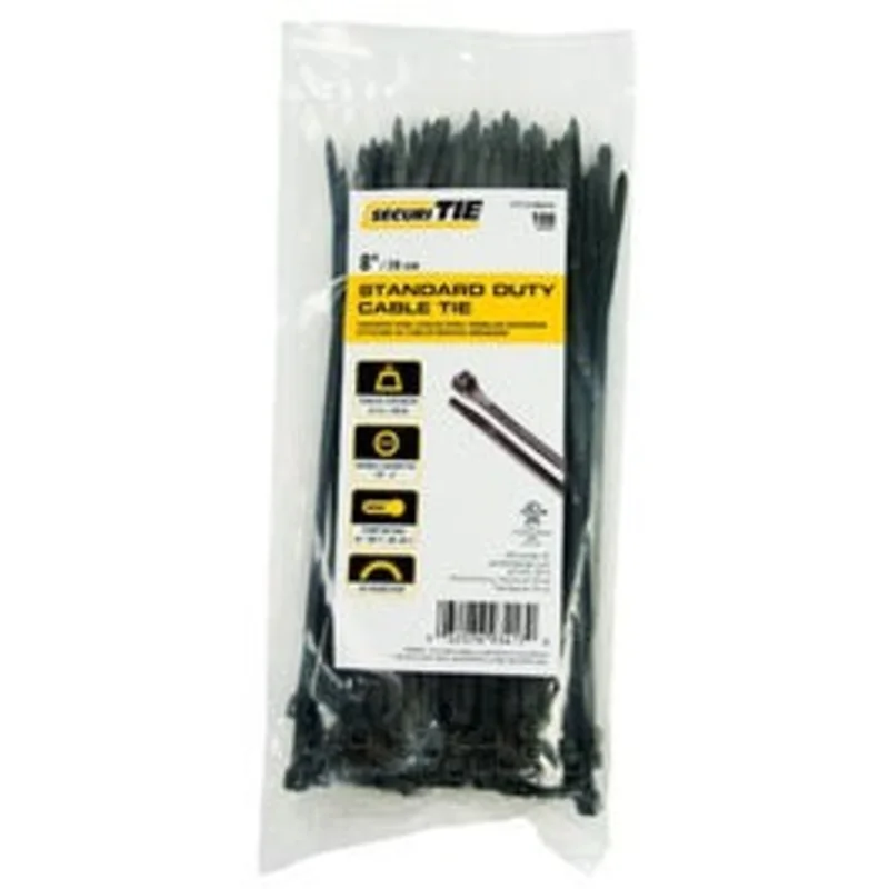 Standard Duty Cable Tie, UV Black, 8-In., 100-Pk.