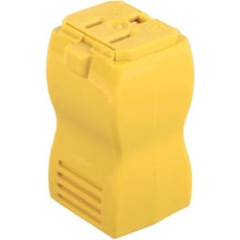 Straight Blade Connector, Yellow, 2-Pole/3-Wire, 15A, 125-Volt