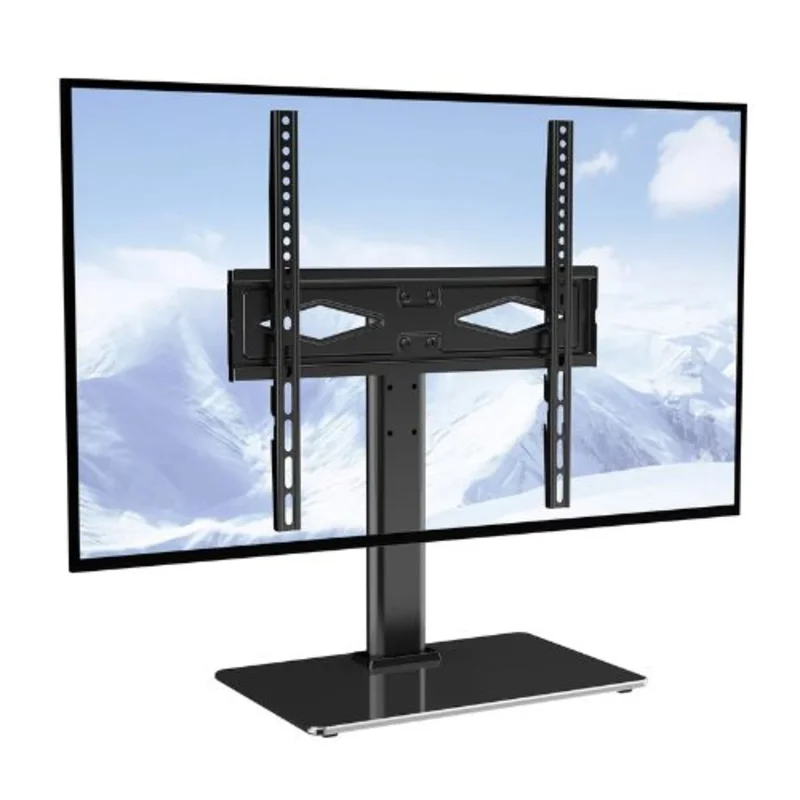 Swivel Universal TV Stand for 32-55" TVs, Height Adjustable Portable Floor Stand with Tempered Glass Fixed Screen Size: 81.3-139.7 cm