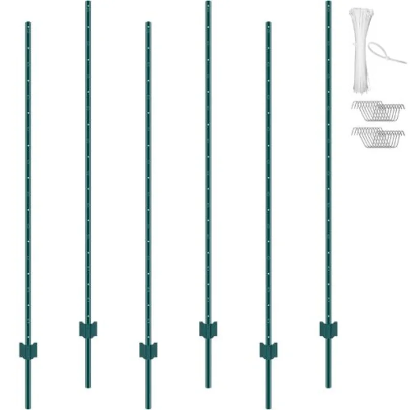 T-Post Heavy Duty Metal Fence Post (6-Piece) 6-6ft