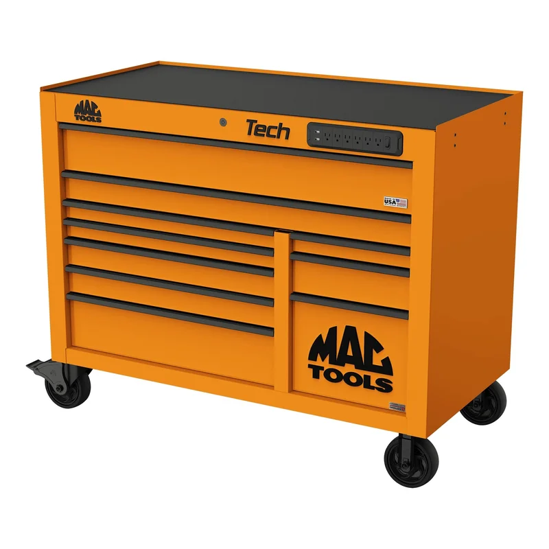Tech Series 10-Drawer Workstation with PowerTech Drawer - Fireball Orange