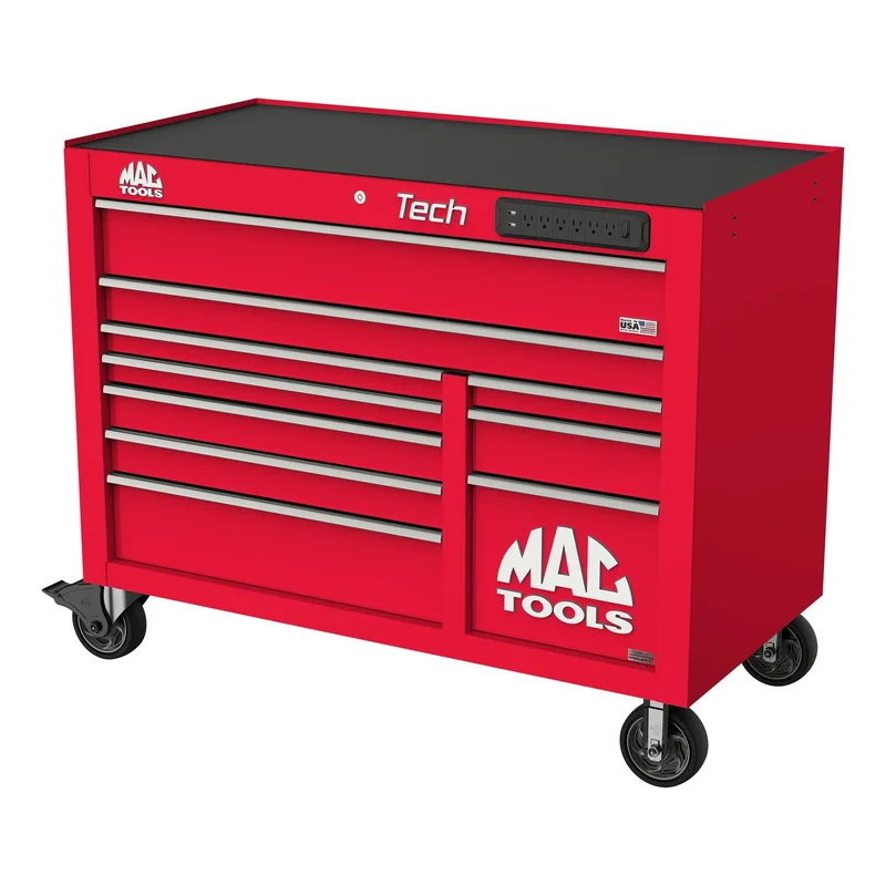 Tech Series 10-Drawer Workstation with PowerTech Drawer - Firebrick Red