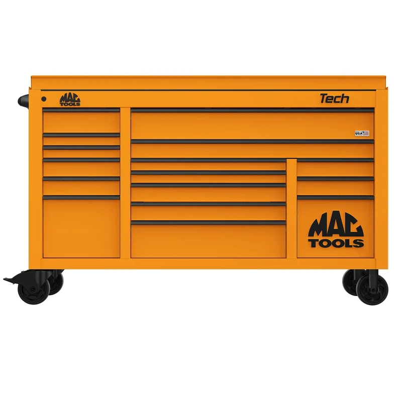 Tech Series 16-Drawer Drop Top Workstation - Fireball Orange