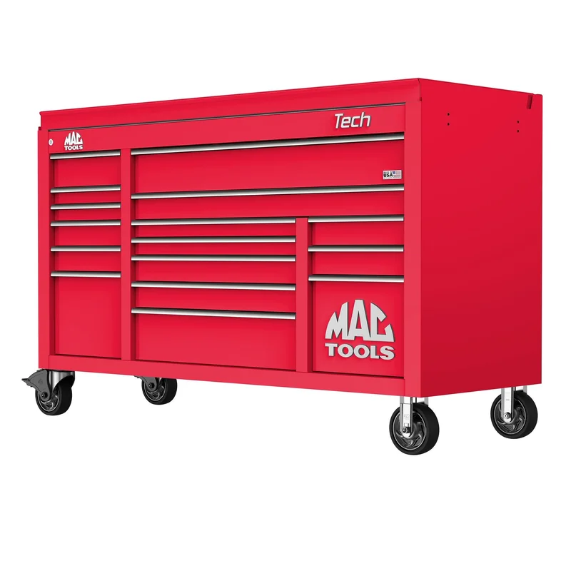 Tech Series 16-Drawer Drop Top Workstation - Firebrick Red