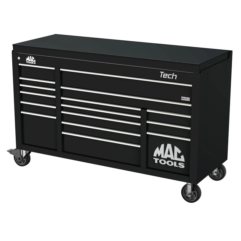 Tech Series 16-Drawer Drop Top Workstation - Flat Black