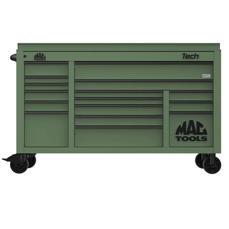 Tech Series 16-Drawer Drop Top Workstation - Olive Green