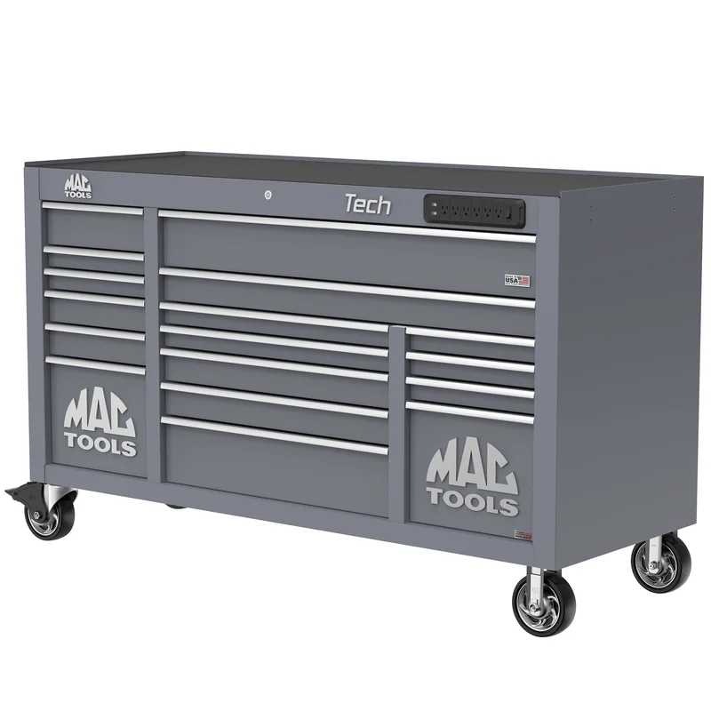 Tech Series 16-Drawer Workstation with PowerTech Drawer - Carbon Gray