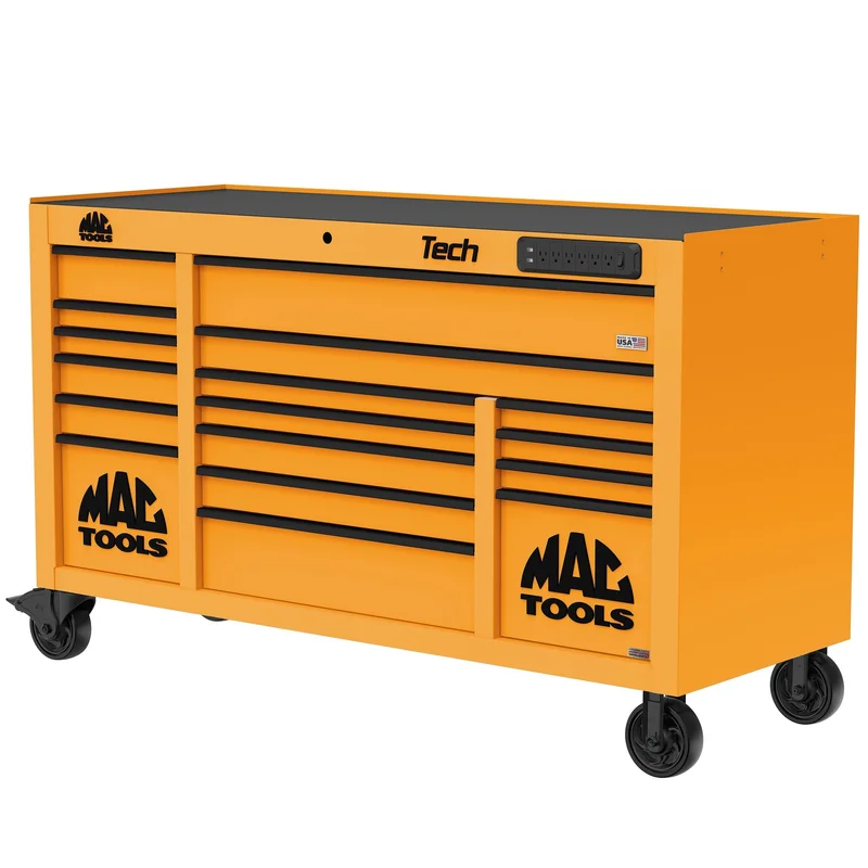 Tech Series 16-Drawer Workstation with PowerTech Drawer - Fireball Orange