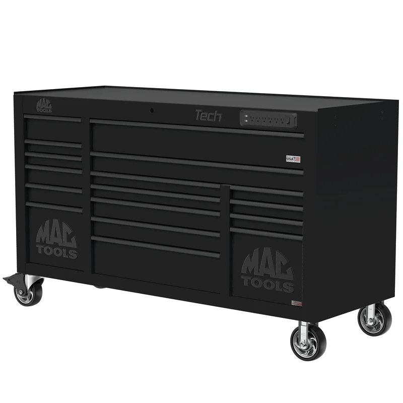 Tech Series 16-Drawer Workstation with PowerTech Drawer - Flat Black