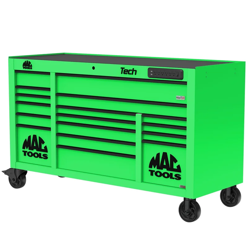 Tech Series 16-Drawer Workstation with PowerTech Drawer - Lime Green