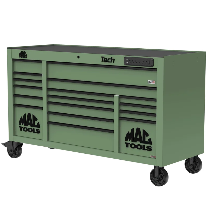 Tech Series 16-Drawer Workstation with PowerTech Drawer - Olive Green