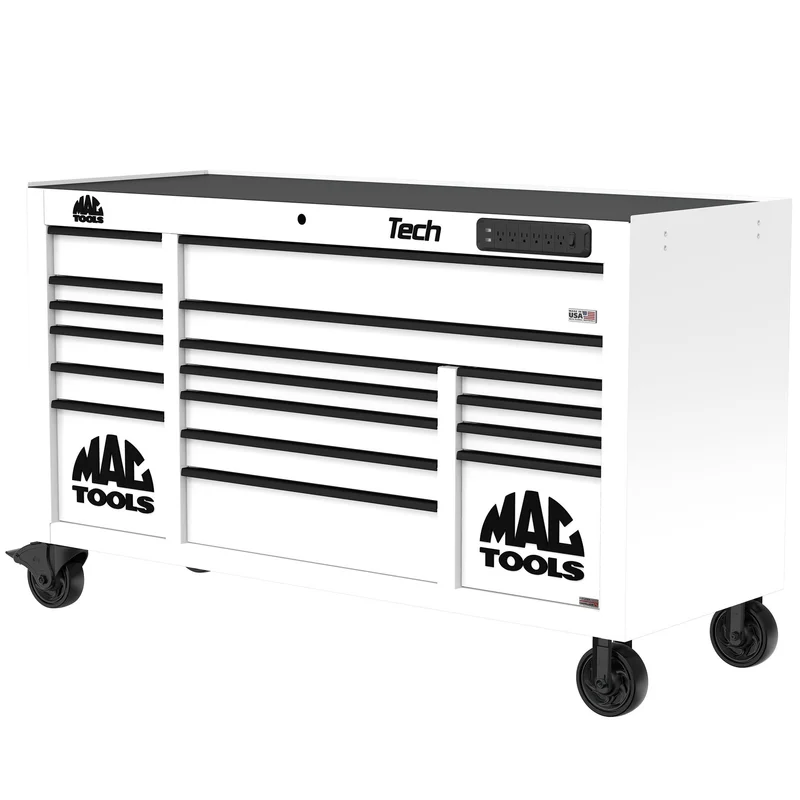 Tech Series 16-Drawer Workstation with PowerTech Drawer - Titanium White