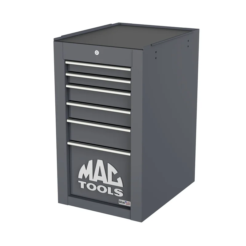 Tech Series 6-Drawer Side Cabinet with PowerTech Drawer - Carbon Gray