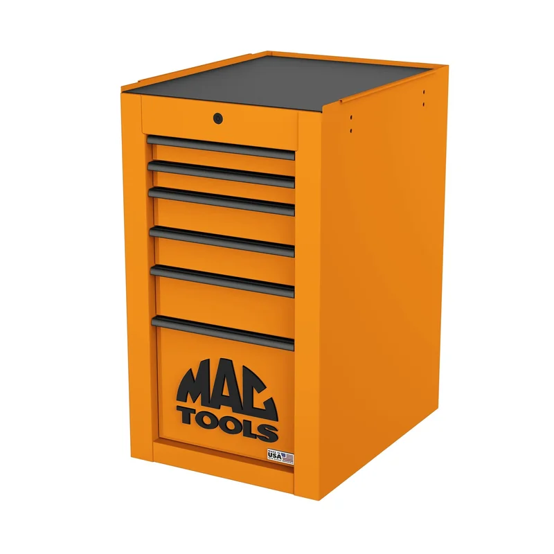 Tech Series 6-Drawer Side Cabinet with PowerTech Drawer - Fireball Orange
