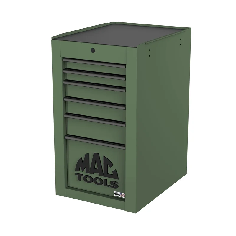 Tech Series 6-Drawer Side Cabinet with PowerTech Drawer - Olive Green