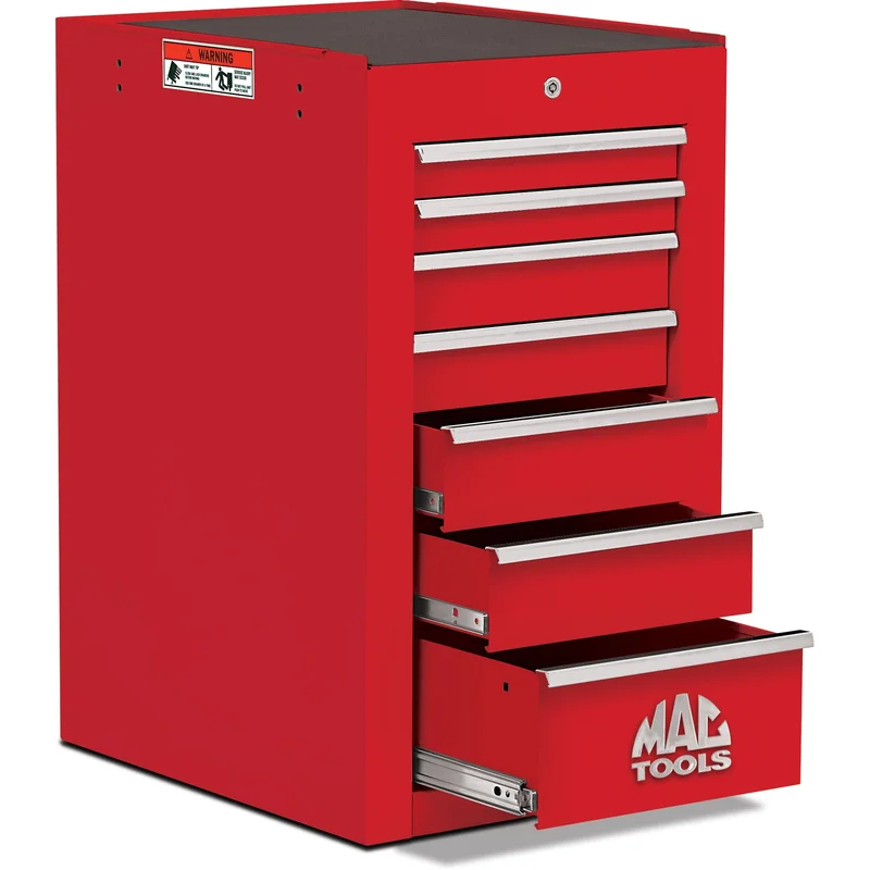 Tech Series 7-Drawer Side Cabinet - Firebrick Red