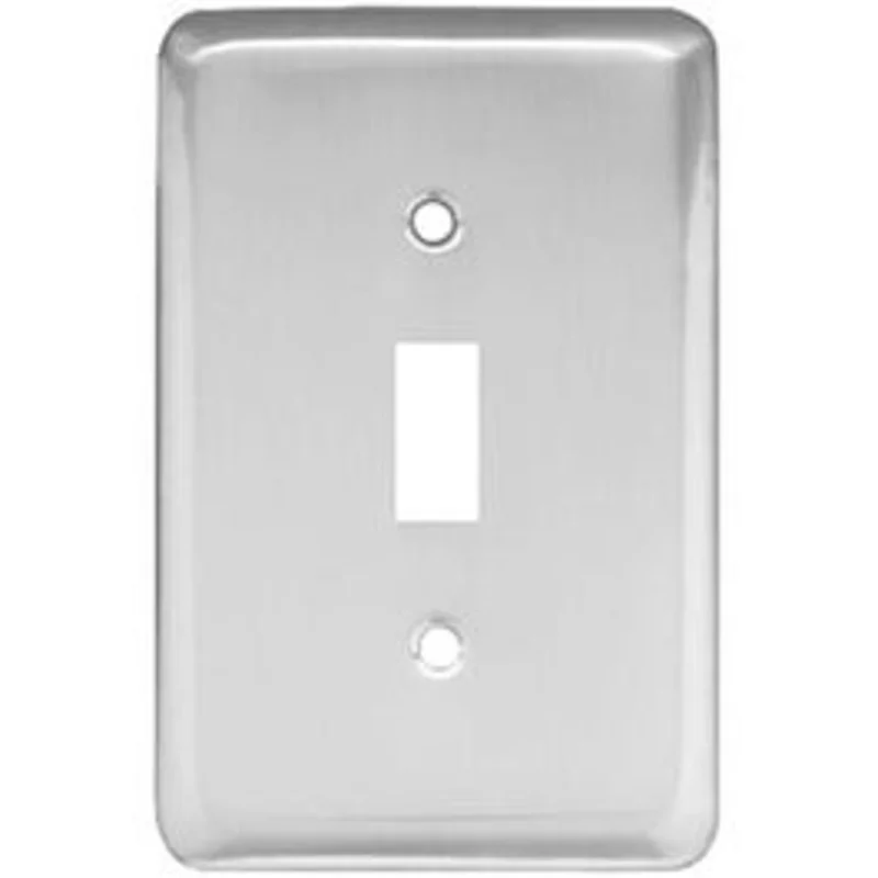 Toggle Wall Plate, 1-Gang, Stamped, Round, Polished Chrome Steel