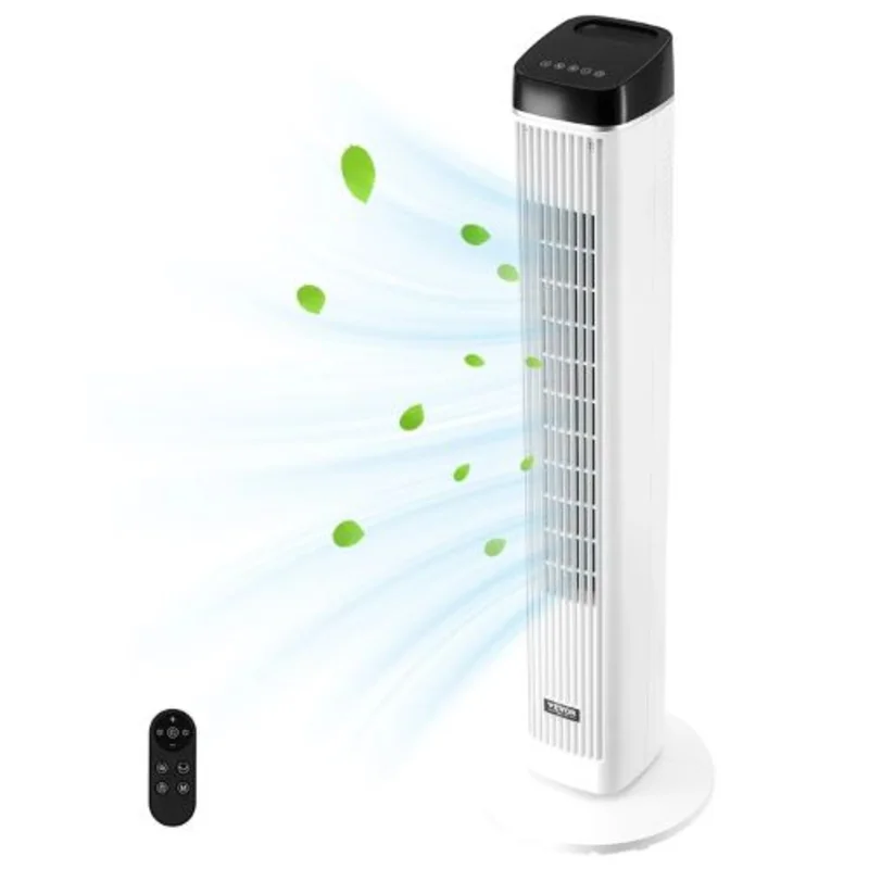 Tower Fan, 22 ft/s Velocity Quiet 70 Oscillation 3 Speeds 4 Modes 12H Timer Portable Bladeless Fan with Remote Control for Bedroom Office Home