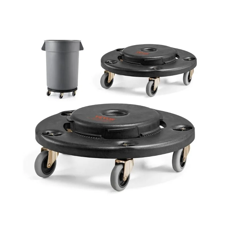 Trash Can Dolly Set of 2 - Fits 20-55 Gallon Containers 500lbs Capacity Lockable Wheels Heavy Duty Rolling Cart