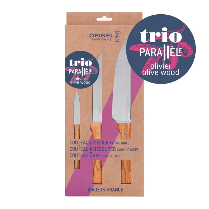 Trio Chef Knife Set - Olive Wood Parallele