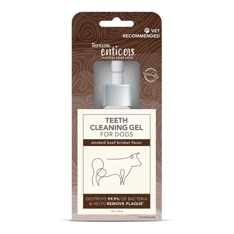 TropiClean Fresh Breath Teeth Cleaning Gel for Dogs  Smoked Beef Brisket flavor