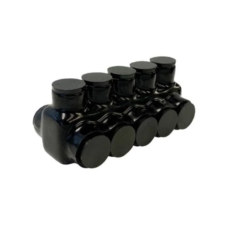 Two Sided Entry 5 Port Electrical Wire Connector For Splicing & Tapping Black 97615