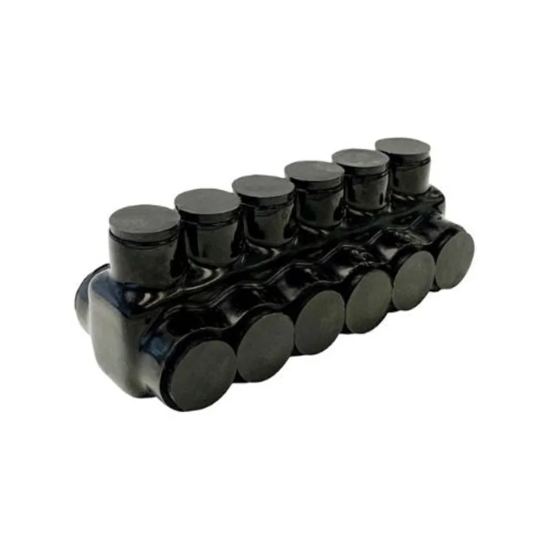 Two Sided Entry 6 Port Electrical Wire Connector For Splicing & Tapping Black 97616
