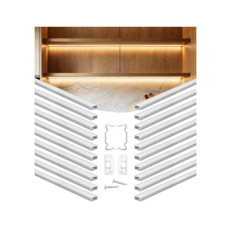 U-Profile 3.3 ft LED Strip Aluminum Channel with Frosted Cover & Mounting Clips Accessories