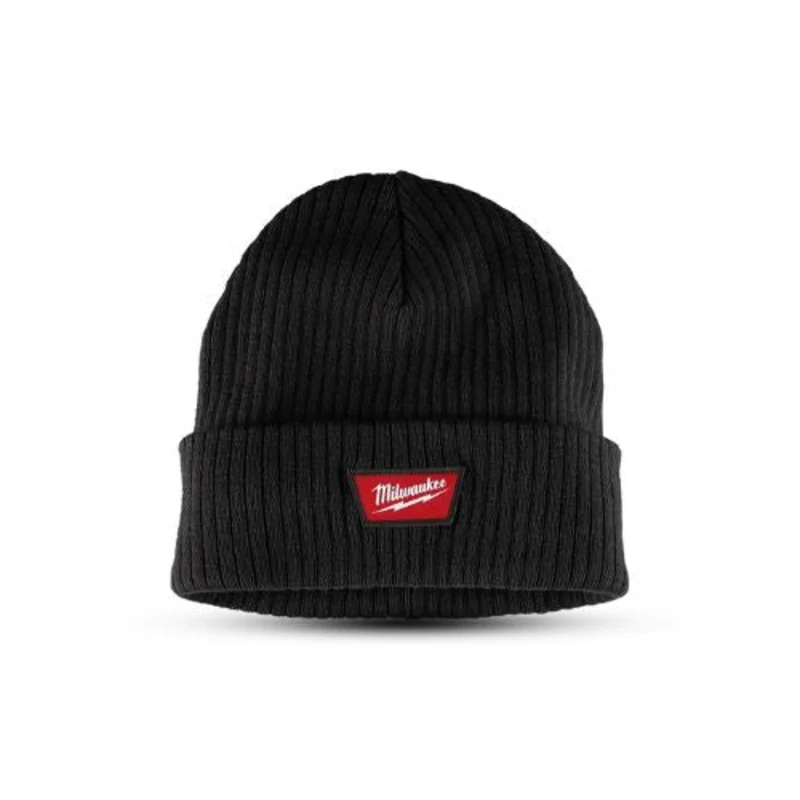 Unisex Ribbed Cuff Beanie Knit Hat Black M750B