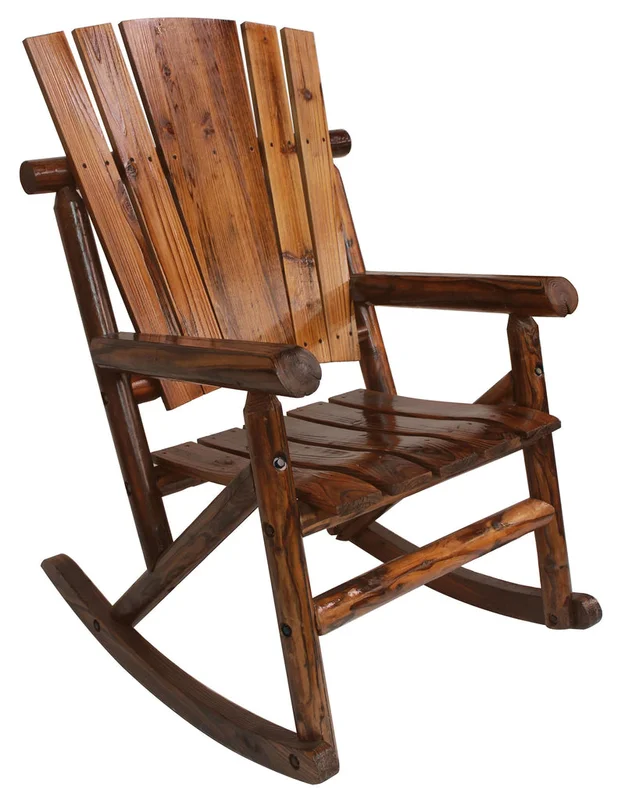 United General Supply Leigh Country Natural Organic Char-Log Wood Single Rocker Brown