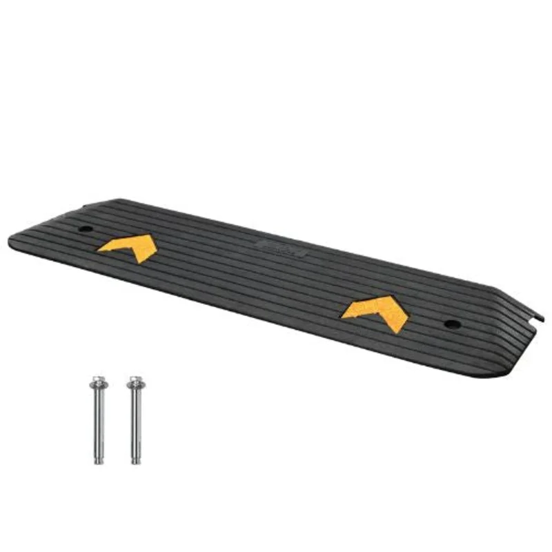 Upgraded Rubber Threshold Ramp 1" Rise Wheelchair Ramp Doorway, Natural Curb Ramp Rated for Wheelchair and Scooter