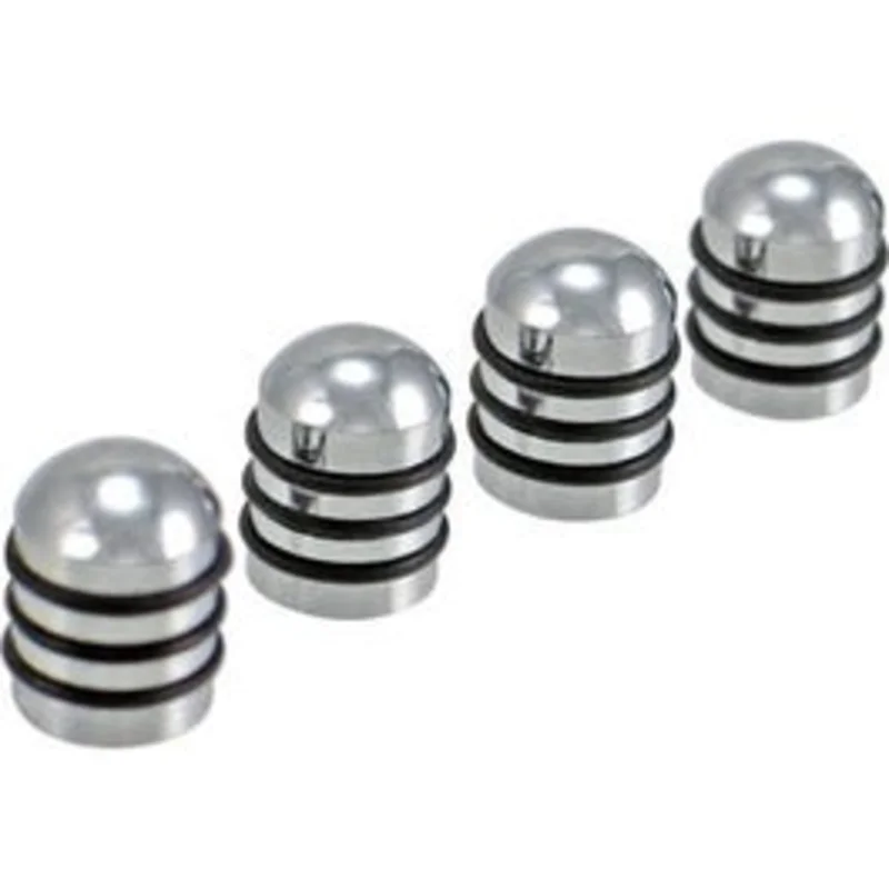 Valve Cap, Chrome/Rubber, 4-Pc.