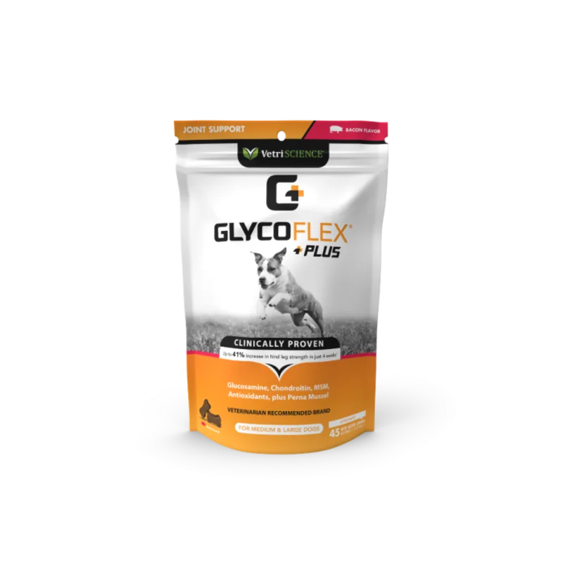 VetriScience GlycoFlex Plus Hip & Joint Supplement for Dogs Chew Bacon Flavor