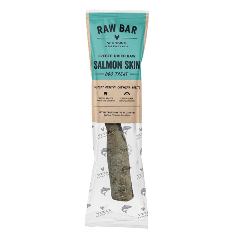 Vital Essentials Freeze-Dried Raw Bar Salmon Skins Single Ingredient Dog Chews