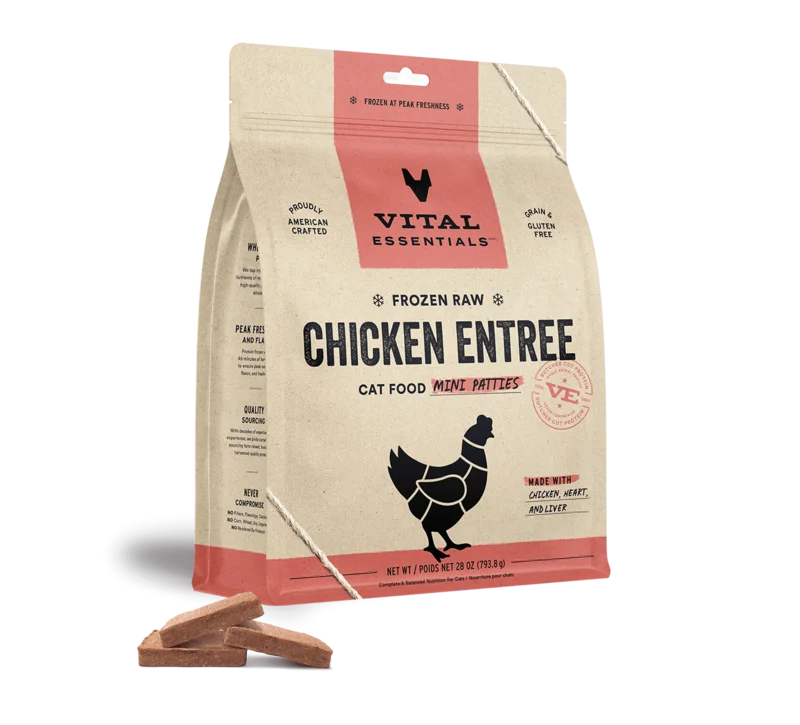 Vital Essentials Frozen Raw Chicken Mini Patties Cat Food