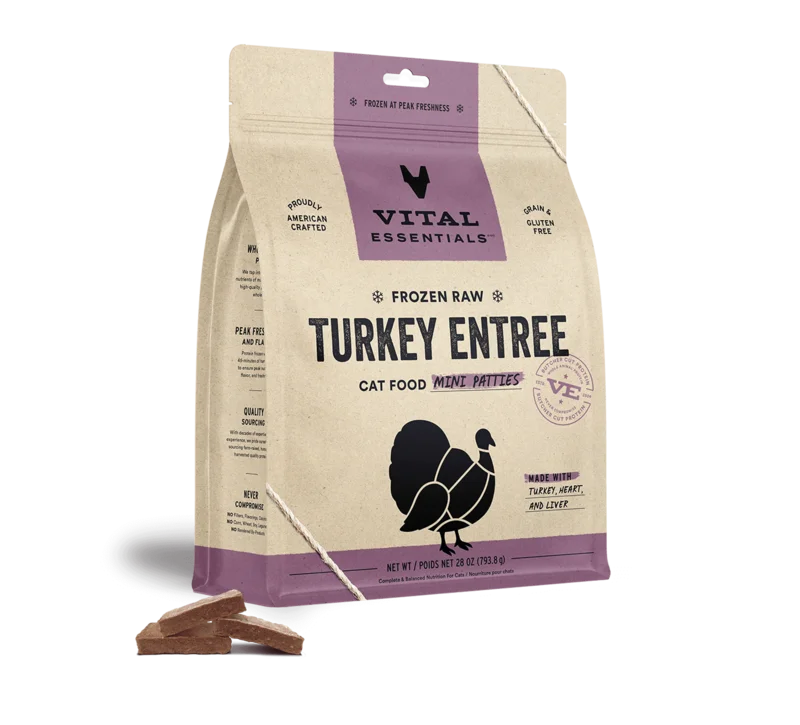 Vital Essentials Frozen Raw Turkey Mini Patties Cat Food